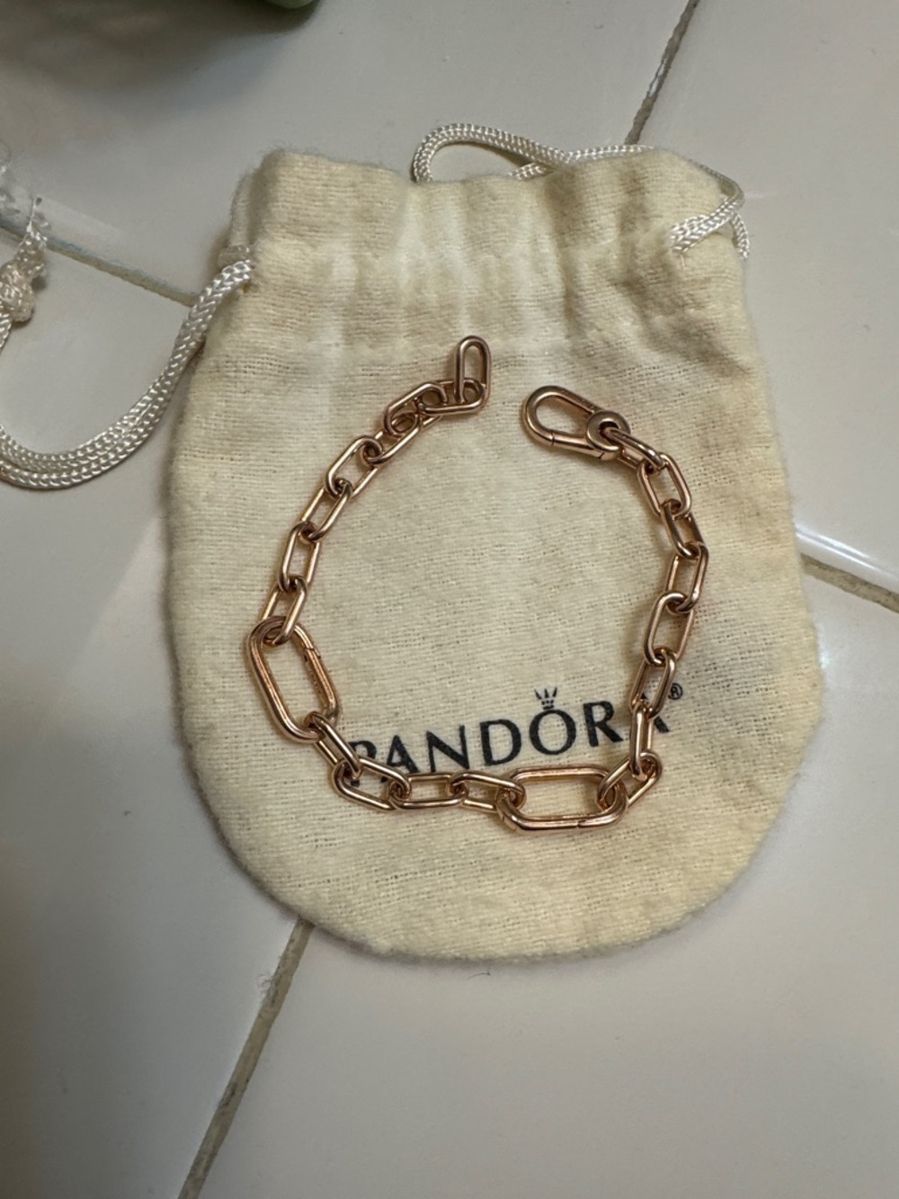 Pandora Rose Gold paperclip Bracelet - Picture 3 of 7